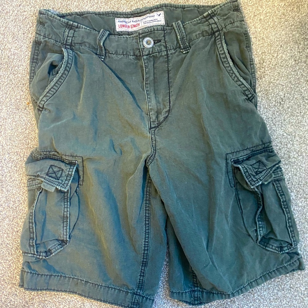 American‎ Eagle AE Men's Cotton Cargo Shorts Longer Length Size 30
